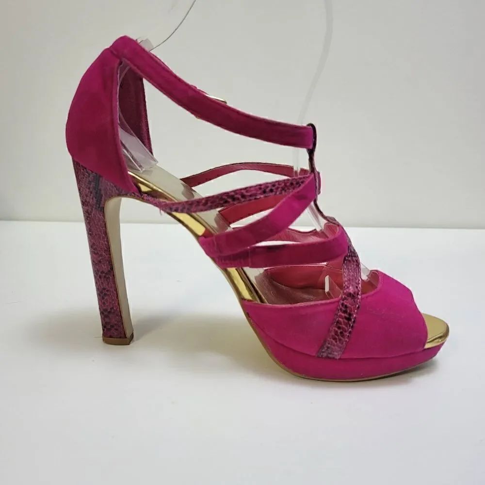 Mixx shuz pink and snake print platform heels - Picture 9 of 11